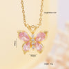 Women's Pink Diamond Butterfly Titanium Steel Clavicle Necklace Mixed Gemstone Inlay Electroplating Geometric Style