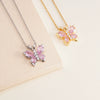 Women's Pink Diamond Butterfly Titanium Steel Clavicle Necklace Mixed Gemstone Inlay Electroplating Geometric Style
