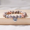 Women's Pink Zebra Polymer Clay U Shape Geometric Bracelet With Electroplated Natural Stone Peach Heart Design Fashion Versatile Jewelry