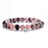 Women's Pink Zebra Polymer Clay U Shape Geometric Bracelet With Electroplated Natural Stone Peach Heart Design Fashion Versatile Jewelry