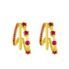 Women's Pink Zircon Geometric Cshaped Copper Earrings Set With Diamonds Retro Fashion Niche Design