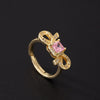 Women's Pink Zircon Open Adjustable Ring Copper Geometric Sweet Style Electroplating Jewelry