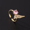 Women's Pink Zircon Open Adjustable Ring Copper Geometric Sweet Style Electroplating Jewelry