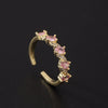 Women's Pink Zircon Open Adjustable Ring Copper Geometric Sweet Style Electroplating Jewelry