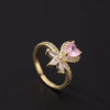 Women's Pink Zircon Open Adjustable Ring Copper Geometric Sweet Style Electroplating Jewelry