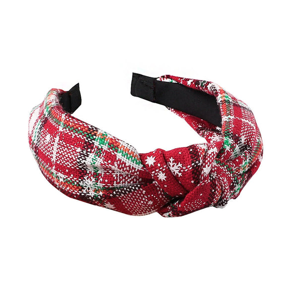 Women's Plaid Christmas Headband Handwoven Cloth Hair Accessory For Holiday Parties And Seasonal Events Wholesale