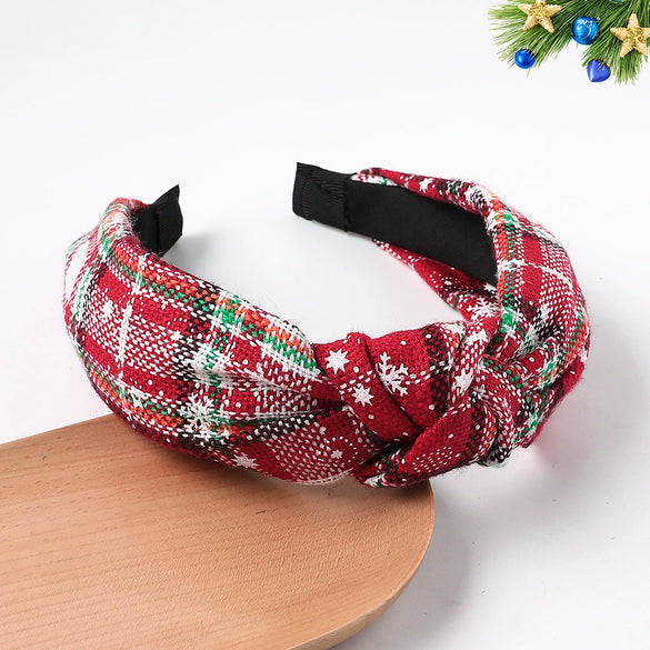 Women's Plaid Christmas Headband Handwoven Cloth Hair Accessory For Holiday Parties And Seasonal Events Wholesale