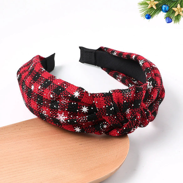 Women's Plaid Christmas Headband Handwoven Cloth Hair Accessory For Holiday Parties And Seasonal Events Wholesale