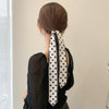 Women's Plaid Cloth Ribbon Ponytail Hair Tie Headband Geometric French Style Silk Scarf Hair Accessory