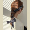 Women's Plaid Cloth Ribbon Ponytail Hair Tie Headband Geometric French Style Silk Scarf Hair Accessory