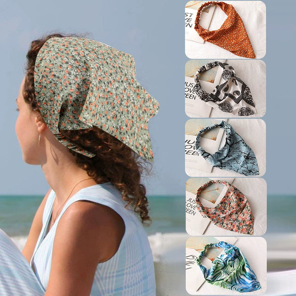Women's Plaid Geometric Triangular Chiffon Headscarf Versatile Cloth Hair Accessory With Fashionable Tiedyed Design