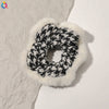 Women's Plaid Velvet And Polyurethane Scrunchie With Plush Trim Handmade Ponytail Hair Tie Accessory