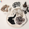 Women's Plaid Velvet And Polyurethane Scrunchie With Plush Trim Handmade Ponytail Hair Tie Accessory
