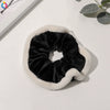 Women's Plaid Velvet And Polyurethane Scrunchie With Plush Trim Handmade Ponytail Hair Tie Accessory