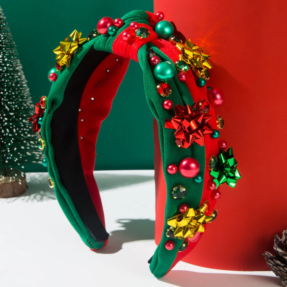 Women's Plastic And Pearl Christmas Hair Band With Flower Accessories Natural Style Set With Pearls