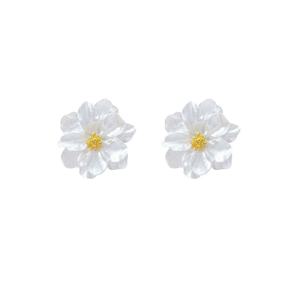 Women's Plastic And Resin Flower Shape Polish Earrings