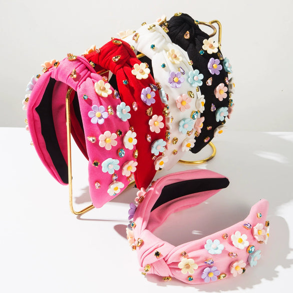 Women's Plastic Resin Diamond Flower Headband In Baroque Style Fashion Hair Accessories