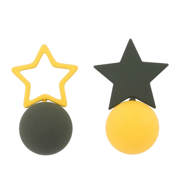 Women's Plastic Resin Geometric Frosted Baking Varnish Allmatch Star Earrings