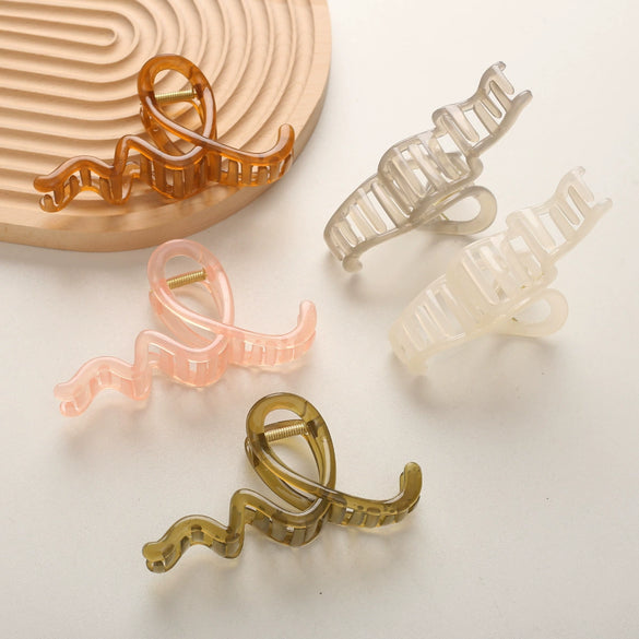 Women's Plastic Resin Geometric Wave Line Baking Paint Hair Clip