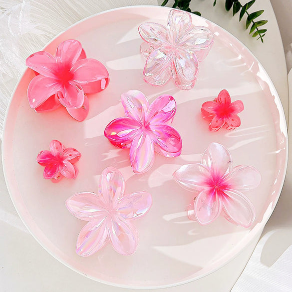 Women's Plastic Resin Hairpin Set With Flower Shape And Injection Molding Process Color Spray Painted