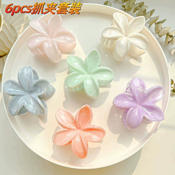 Women's Plastic Resin Hairpin Set With Flower Shape And Injection Molding Process Color Spray Painted