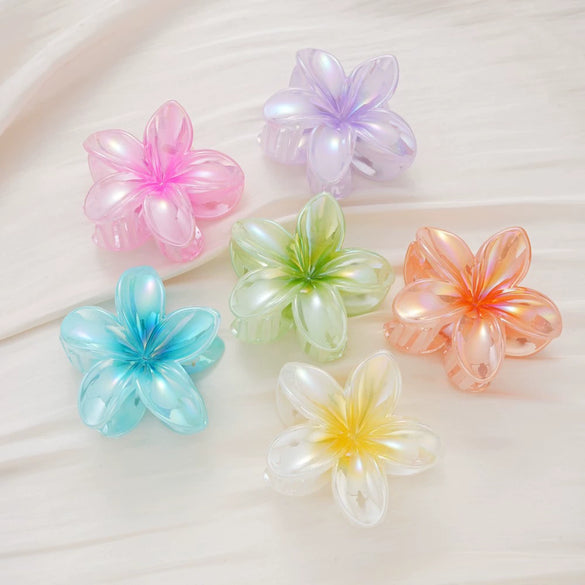 Women's Plastic Resin Hairpin Set With Flower Shape And Injection Molding Process Color Spray Painted