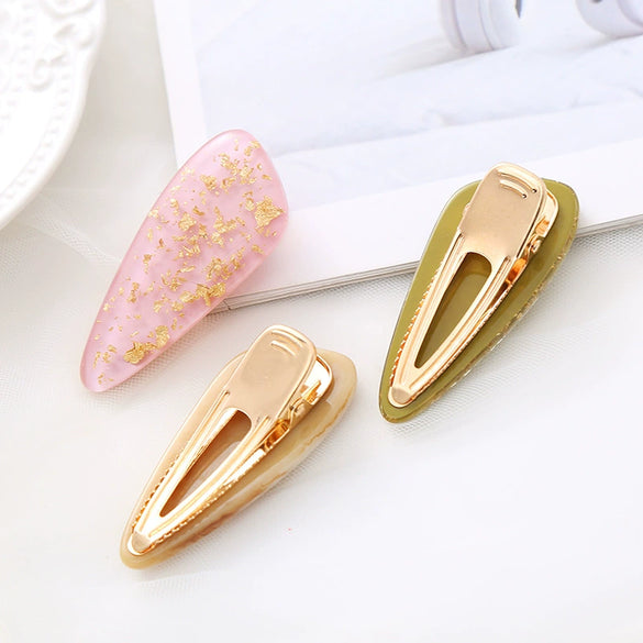 Women's Plastic Resin Handmade Duckbill Clip Hairpin With Marble Pattern Fashion Accessories