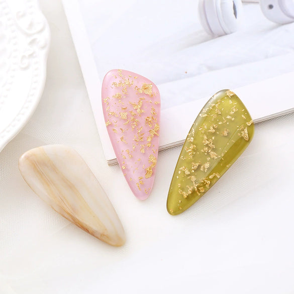 Women's Plastic Resin Handmade Duckbill Clip Hairpin With Marble Pattern Fashion Accessories