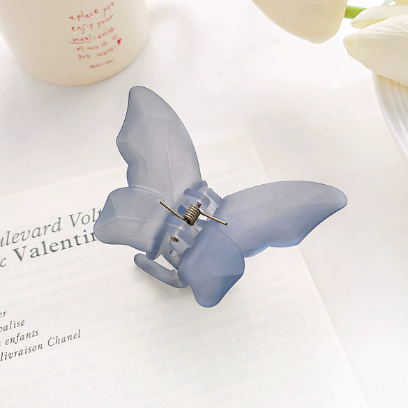 Women's Plastic Resin Handmade Frosted Butterfly Hair Grab Clip