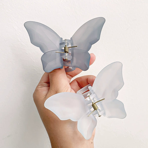 Women's Plastic Resin Handmade Frosted Butterfly Hair Grab Clip