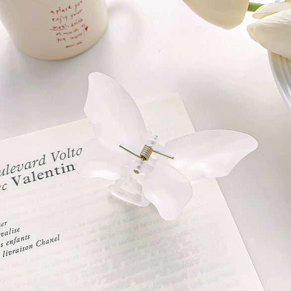 Women's Plastic Resin Handmade Frosted Butterfly Hair Grab Clip