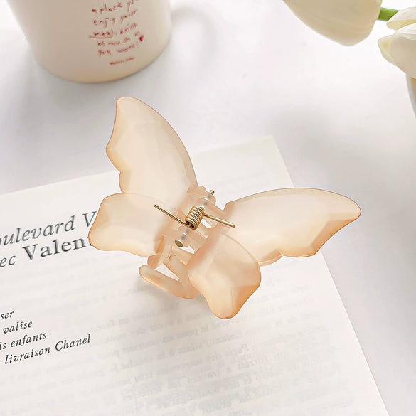 Women's Plastic Resin Handmade Frosted Butterfly Hair Grab Clip