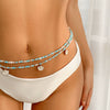 Women's Plastic Resin Handmade Geometric Pearl Fan Shell Rice Beads Waist Chain Body Chain