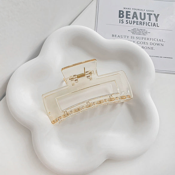 Women's Plastic Resin Handmade Geometric Semicircular Hollow Grab Hair Clip
