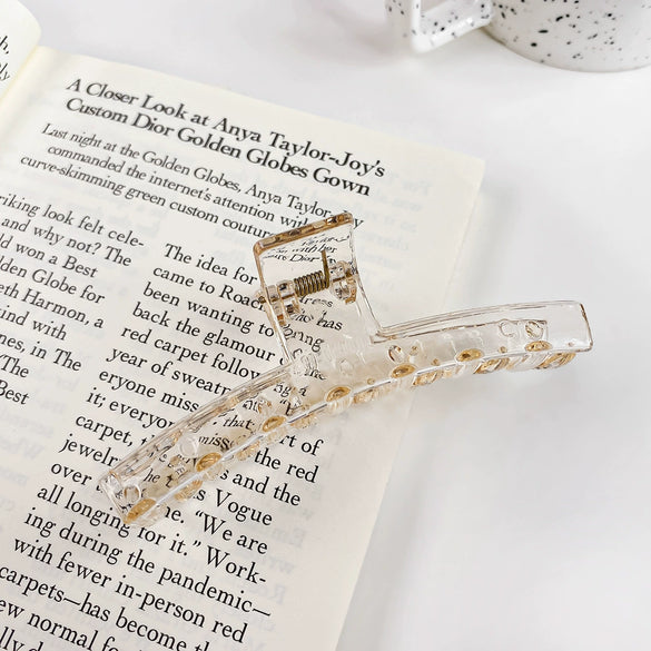 Women's Plastic Resin Handmade Geometric Semicircular Hollow Grab Hair Clip
