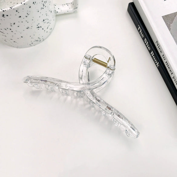 Women's Plastic Resin Handmade Geometric Semicircular Hollow Grab Hair Clip