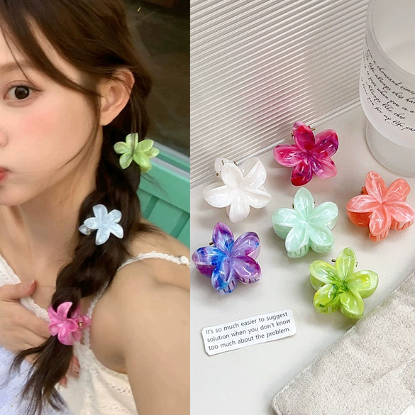 Women's Plastic Resin Handmade Little Fresh Style Plants Flowers Hair Grab Clip