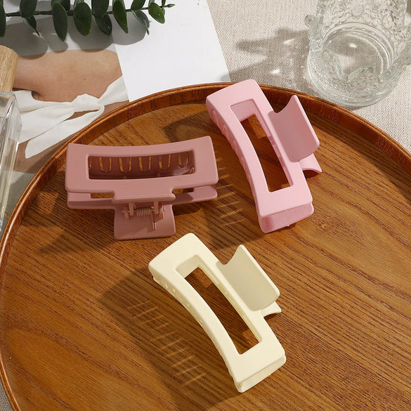 Women's Plastic Resin Handmade Simple Rectangular Frosted Hair Grab Clip