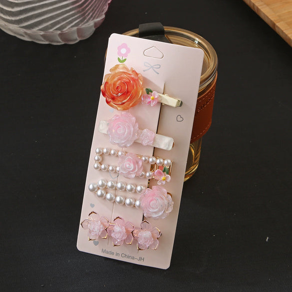 Women's Plastic Resin Handmade Sweet Flower Duckbill Clip Hair Accessory