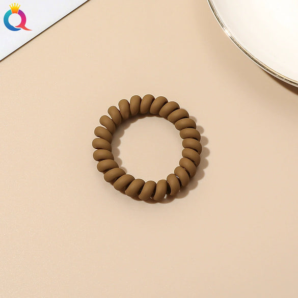 Women's Plastic Resin Handmade Telephone Line Hair Band High Elastic Hair Rope