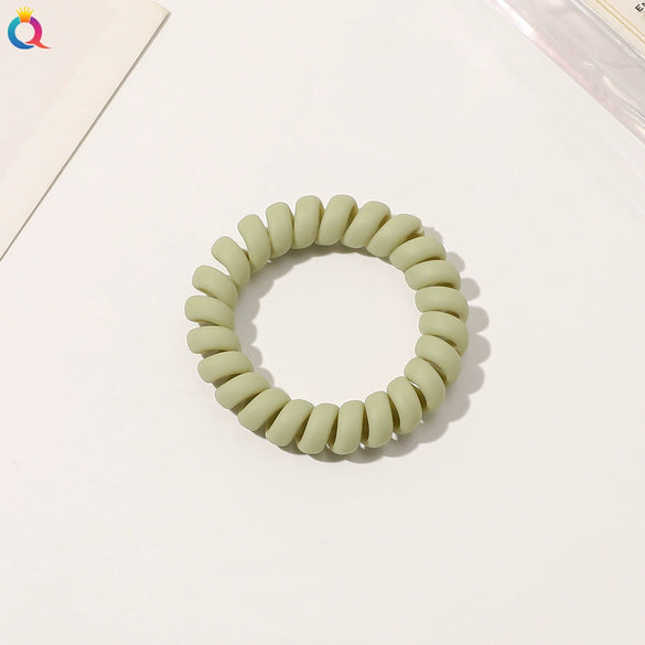 Women's Plastic Resin Handmade Telephone Line Hair Band High Elastic Hair Rope