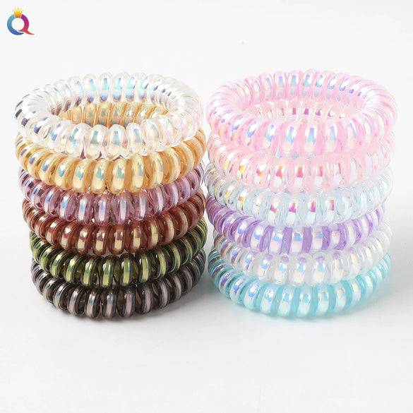 Women's Plastic Resin Handmade Telephone Line Hair Band High Elastic Hair Rope