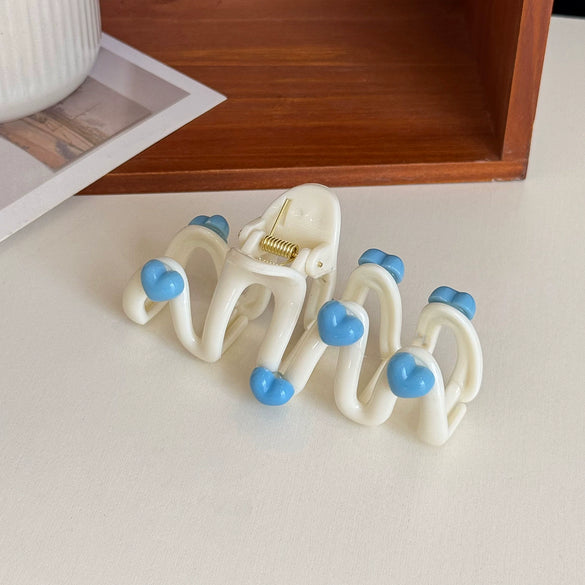 Women's Plastic Resin Love Wave Hair Shark Clip With Baking Paint Finish