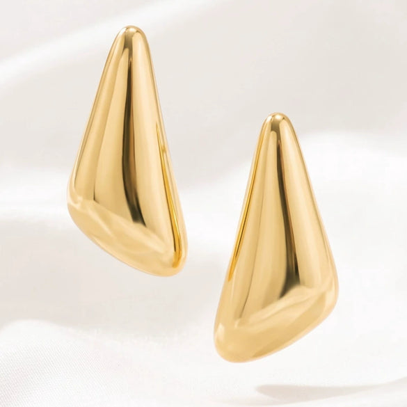 Women's Plated Alloy Triangle Stud Earrings With Geometric Design And Elegant Highend Style