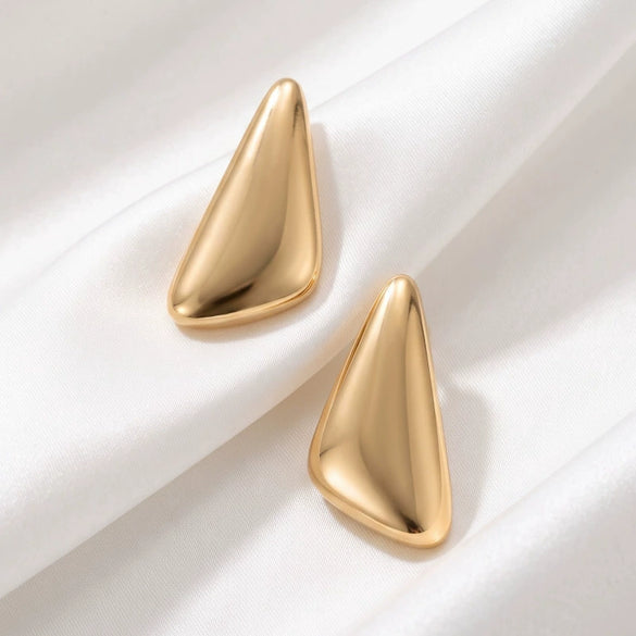 Women's Plated Alloy Triangle Stud Earrings With Geometric Design And Elegant Highend Style