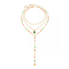 Women's Plated Alloy Yshaped Necklace With Colorful Crystal Chain And Teardrop Gemstone Pendant Geometric Layered Jewelry