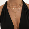 Women's Plated Iron Necklace With Alloy Hammered Round Pendant Geometric Yshaped Layered Sequin Chain Design