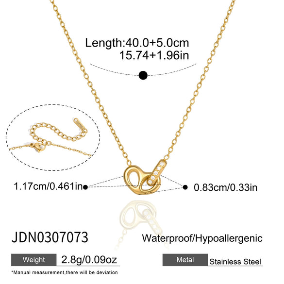 Women's Plated Stainless Steel Jewelry Set With Titanium Steel Pendant Heartshaped Pig And Bear Motifs Necklace Earrings Bracelet And Ring