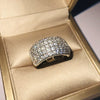 Women's Platinum Plated Brass And White Steel Geometric Zircon Ring With Full Diamond Style Gem Inlay Jewelry