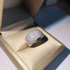 Women's Platinum Plated Brass And White Steel Geometric Zircon Ring With Full Diamond Style Gem Inlay Jewelry